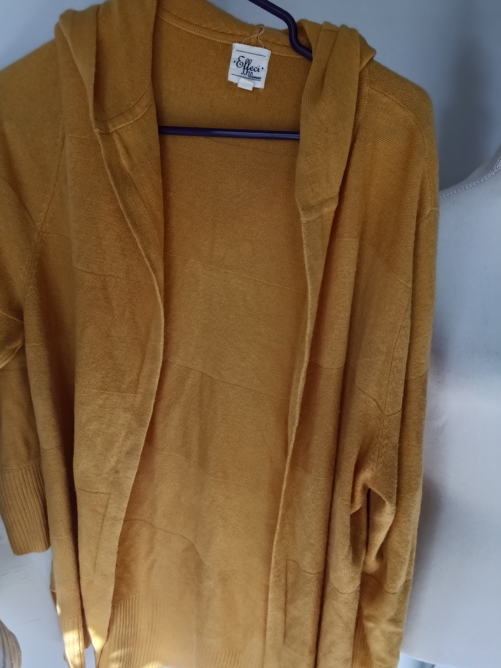 Offi Mustard Hooded Open-Front Cardigan Sweater